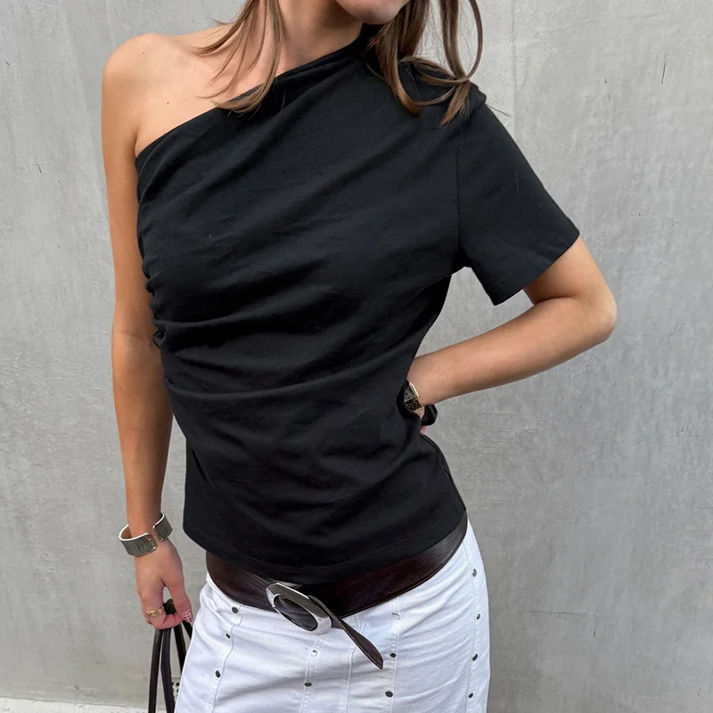 European And American Solid Color Shoulder Bag Casual Vest T-shirt