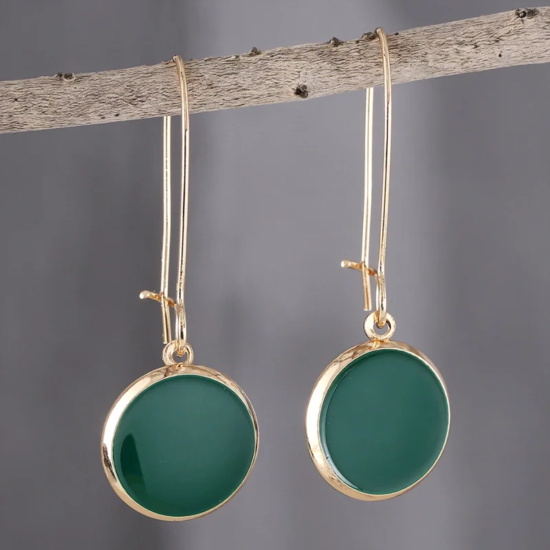 Fashion Vintage Dripping Green Round Earrings