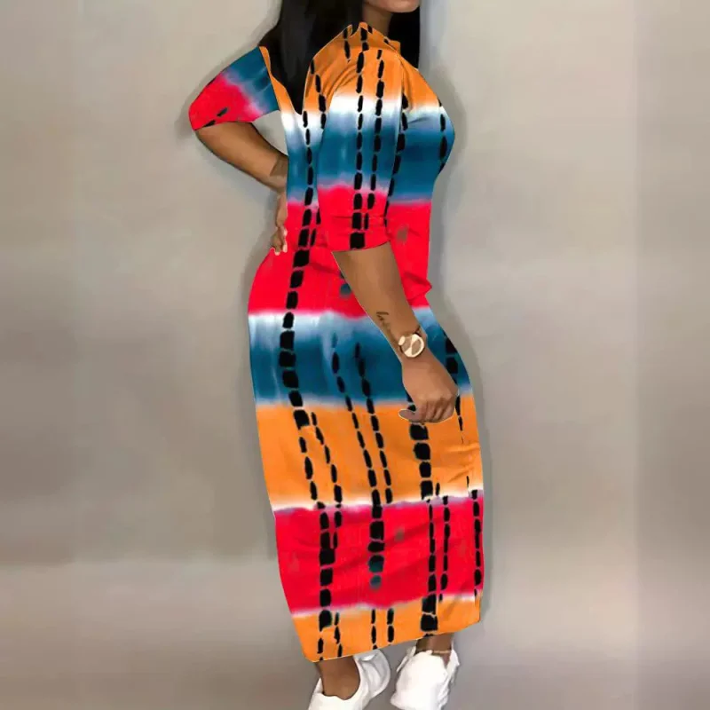 Vest Summer Casual Rib Tie-dye Print Casual Dress
