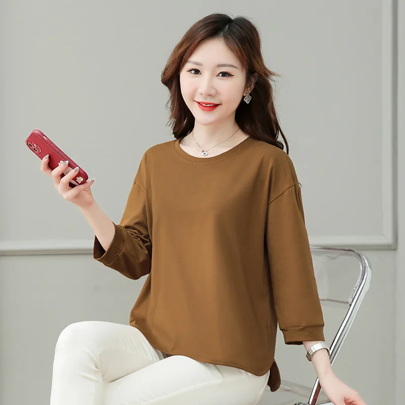 Plus-sized Plus Size Autumn New Loose Solid Color Short Sleeve T-shirt