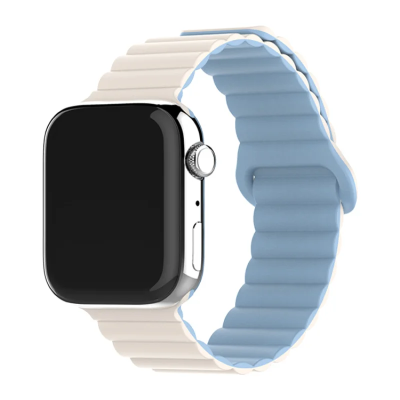 Two-color Silicone Magnetic Back Ring Buckle Watch Band