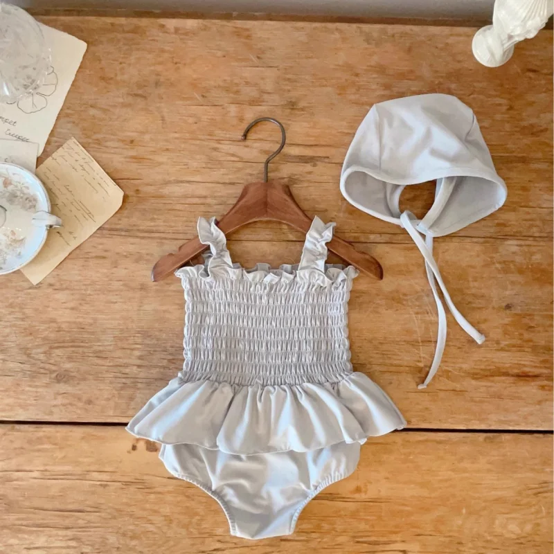 Baby Tank Tops Pure Color Bikini Swimsuit Split