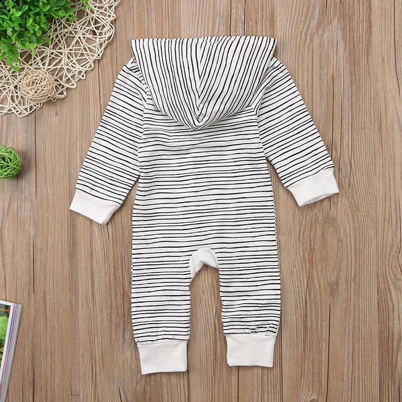 Ins Foreign Trade Explosion Models Cotton Long-Sleeved Boys And Girls Striped Single-Breasted One-Piece Baby Romper