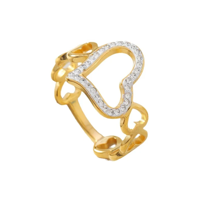Stainless Steel Cut Hollow Love Heart-shaped Ring Simple