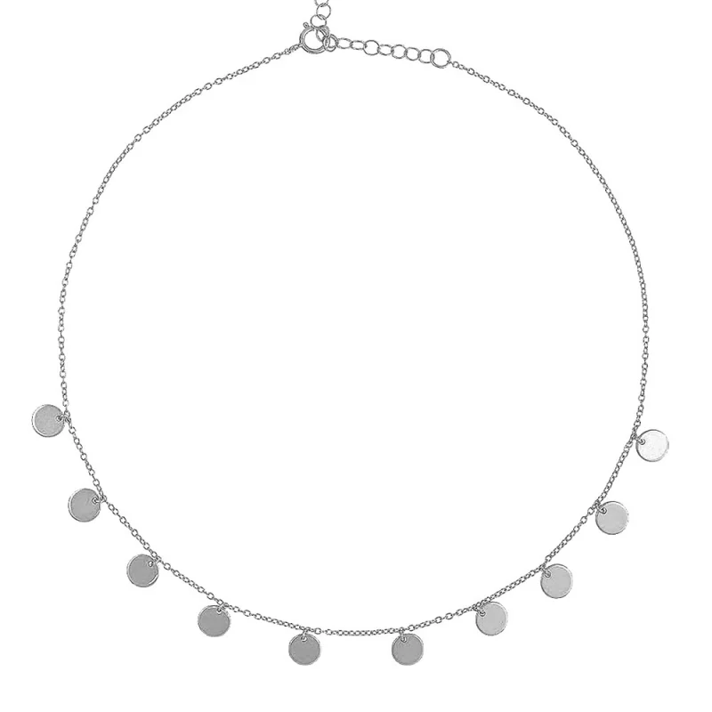 Sterling Silver Small Round Slice Ornament Simple Temperament Clavicle Chain Decoration Necklace