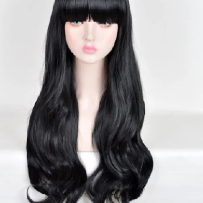 Lolita Korean Fashion Fluffy Qi Liu Hai Long Curly Black Cos Wig