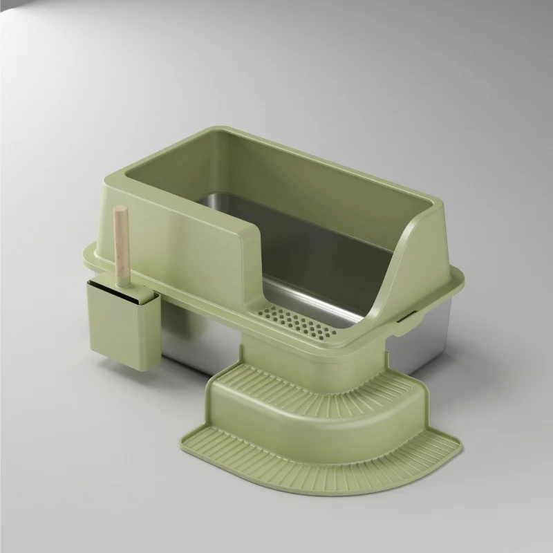 Semi-closed Stainless Steel Litter Box Oversized
