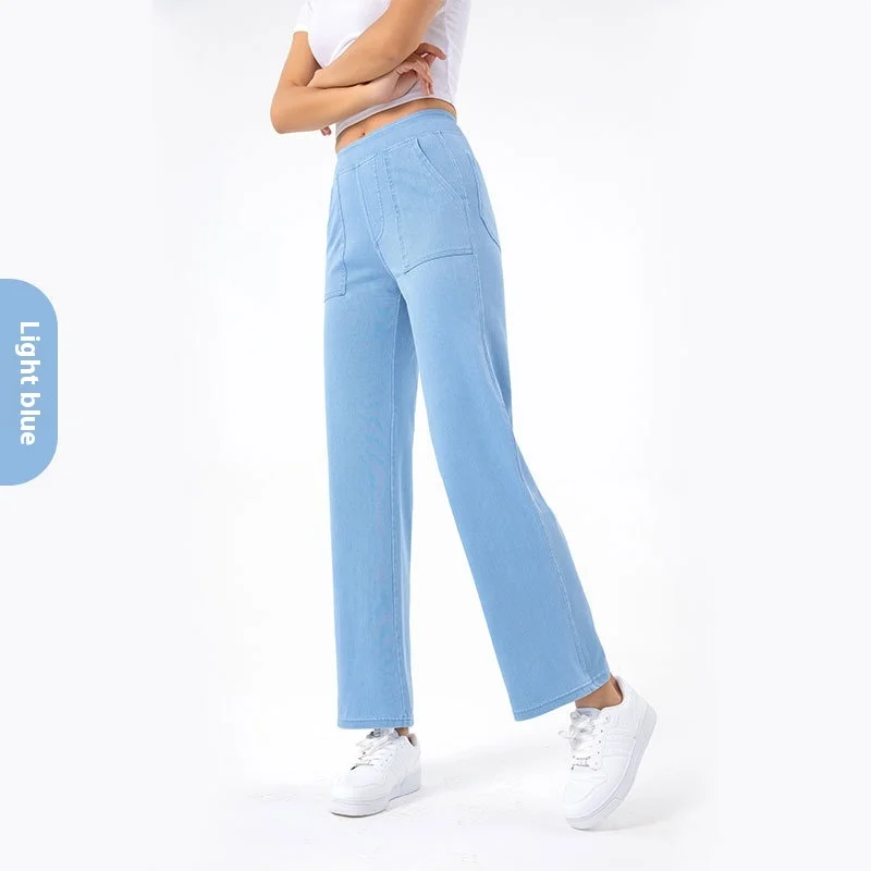 Cargo Jeans Women's Retro High Waist Straight Wide Leg
