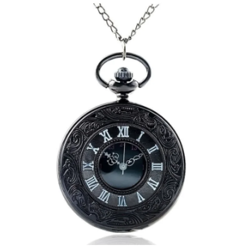 Double Display Retro Necklace Quartz Pocket Watch
