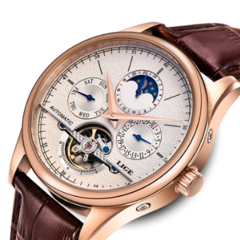 Men's automatic mechanical watch men's watch leather belt waterproof multi-function sports watch tourbillon watch