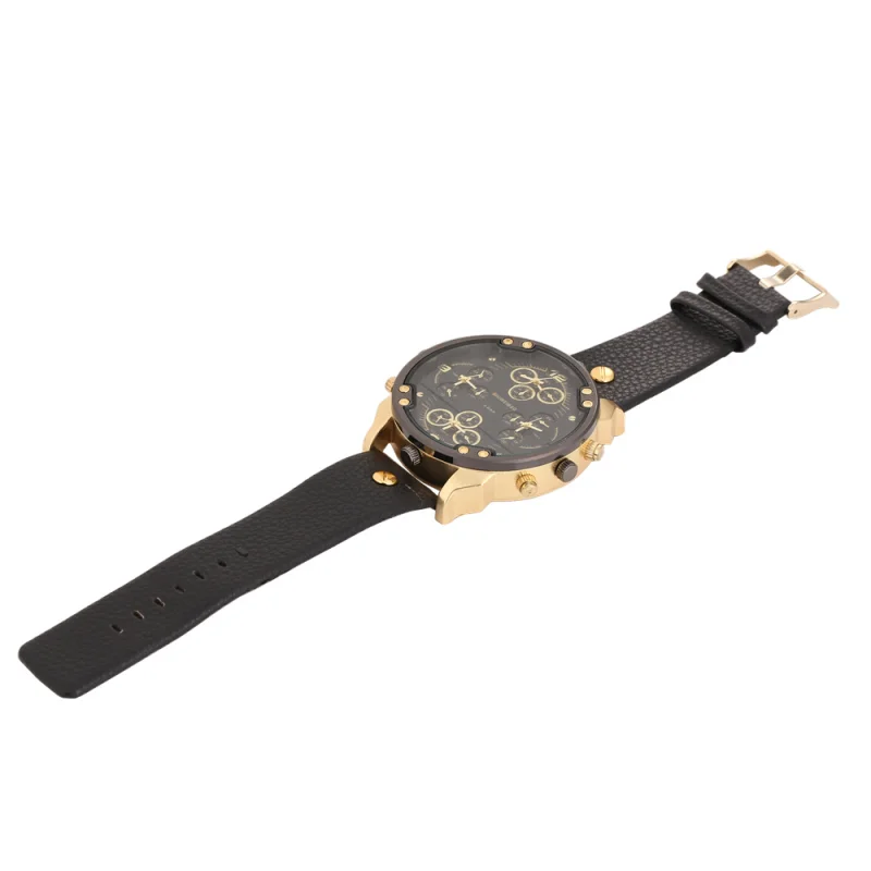 Domineering Men's multi-calibre Large Dial Lychee Belt Watch