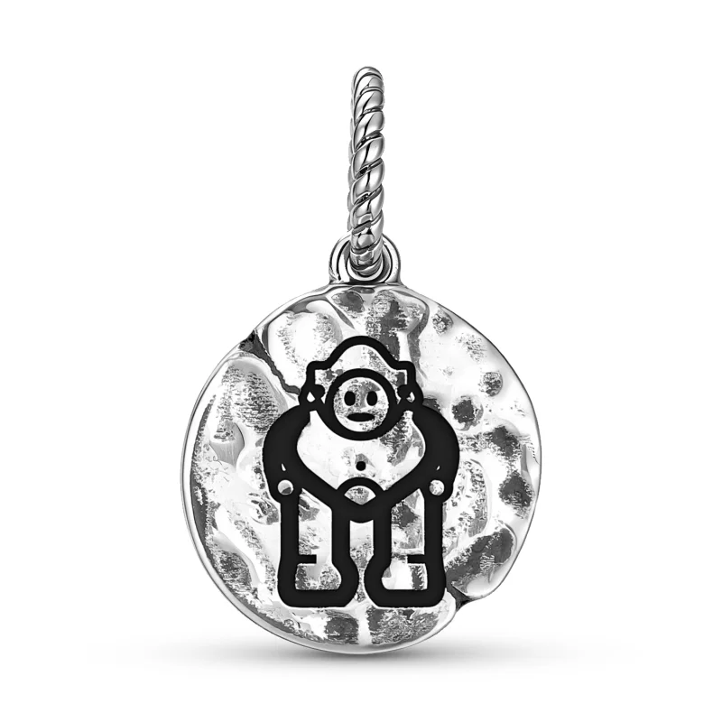 Taino Itiva Tahuvava Symbol 925 Sterling Silver Hand Textured Dangle Charm For Charm Bracelets