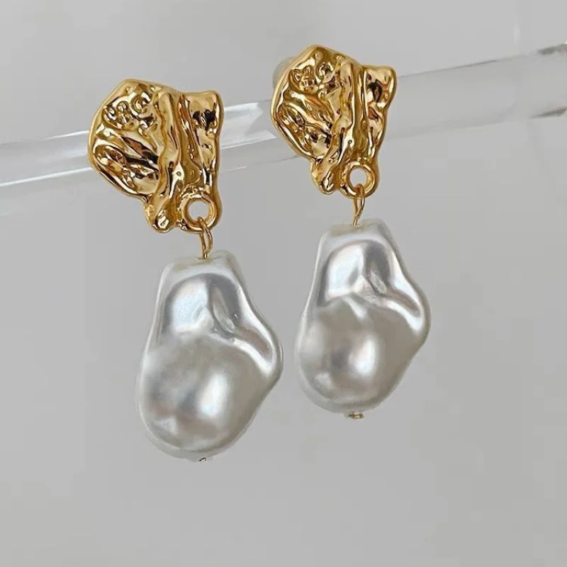 Silver Needle Irregular Shaped Bright Ear Studs