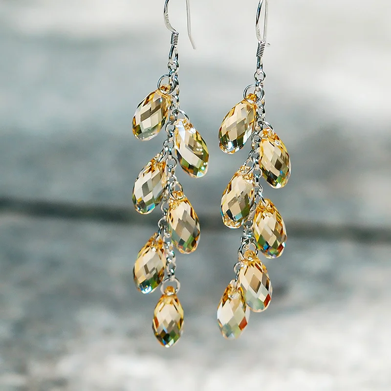 Bead Curtain Silver Needle Jewelry Crystal Earrings